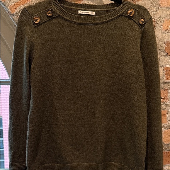 Pink Clover Olive Sweater With Buttons - Picture 1 of 3